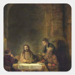 The Supper at Emmaus, 1648 Square Sticker