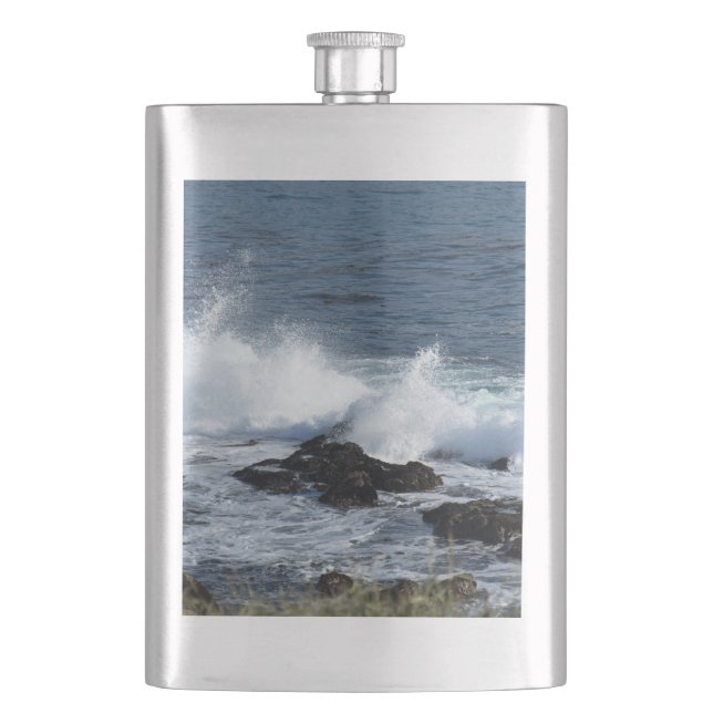 The surf of the Pacific Ocean      Hip Flask (Front)