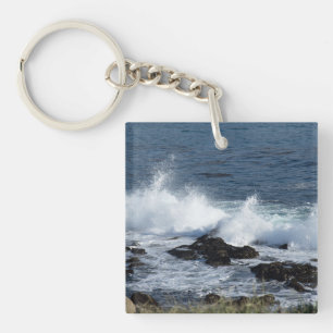 The surf of the Pacific Ocean Keychain