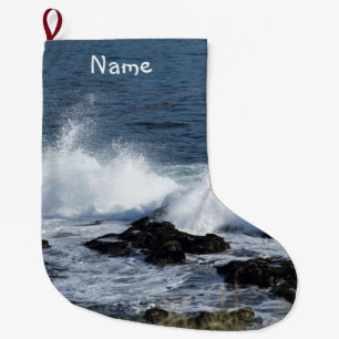 The surf of the Pacific Ocean Large Christmas Stocking