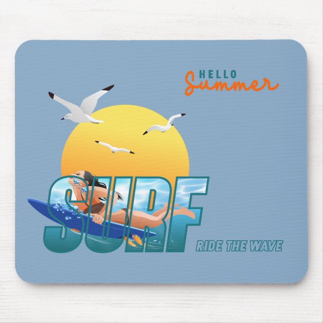 The Surfer Rides the Wave | (F) Mouse Pad (Front)