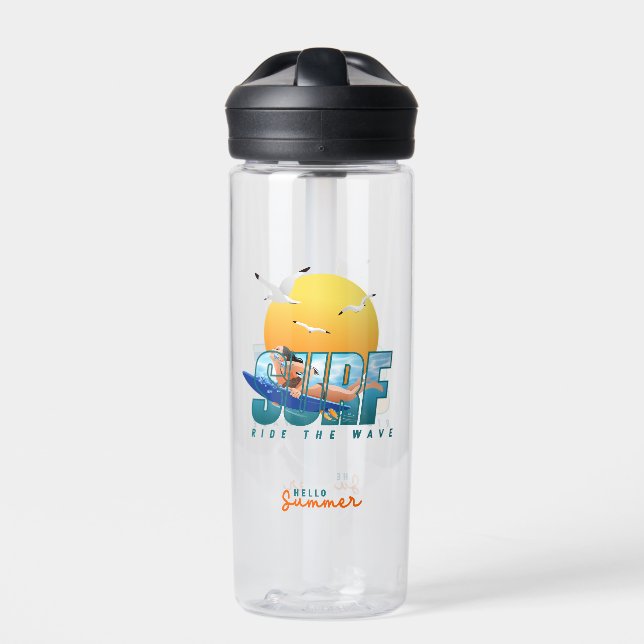 The Surfer Rides the Wave | (F) Water Bottle (Front)