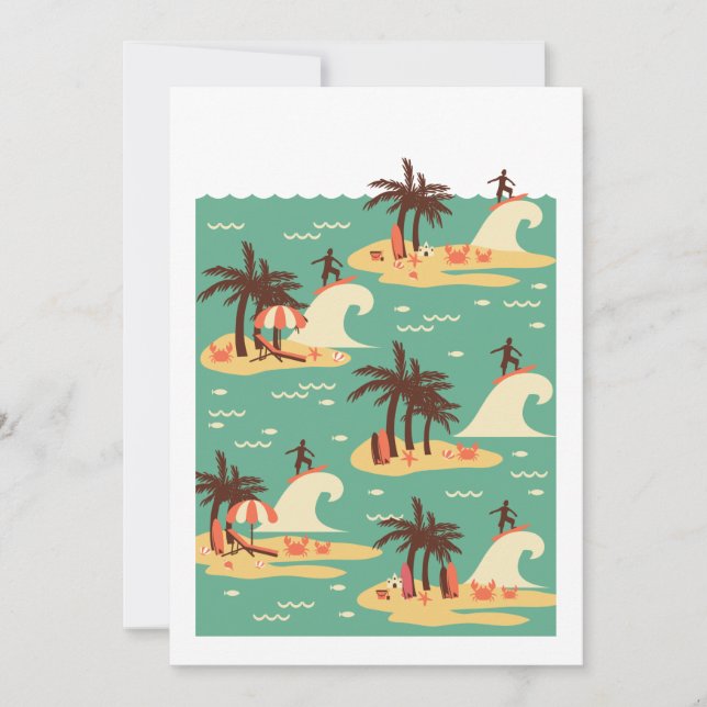 The Surfing Cartoon Illustration II Holiday Card (Front)