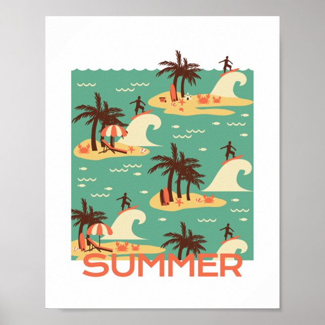 The Surfing Cartoon Illustration Poster (Front)