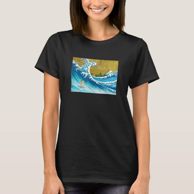 The Surfing Wave Corgi T-Shirt (Front)