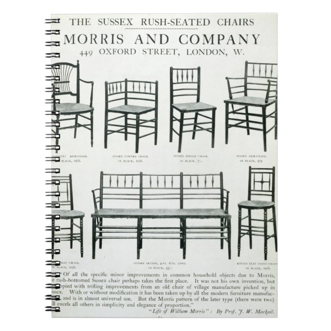The Sussex Rush-Seated Chairs, made by Morris and Notebook (Front)
