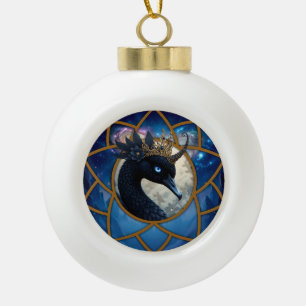 The Swan Who Guards the Moon. Ceramic Ball Christmas Ornament