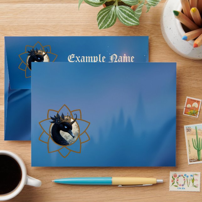 The Swan Who Guards the Moon.  Envelope (Desk)