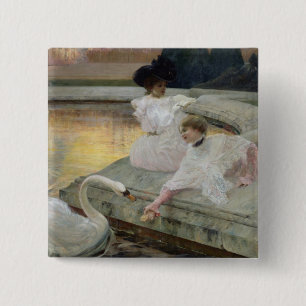 The Swans, 1900 2 Inch Square Button