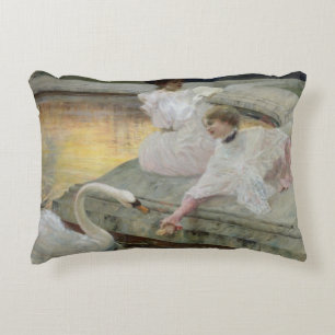 The Swans, 1900 Decorative Pillow