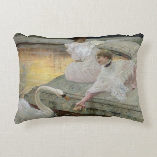 The Swans, 1900 Decorative Pillow (Front)