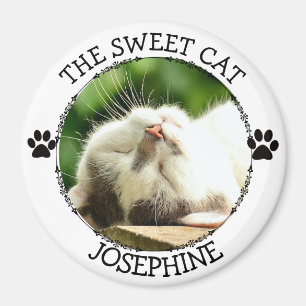 THE SWEET CAT: Humourous Pawprints Photo Button Magnet