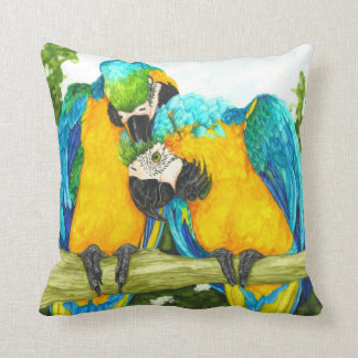 The Sweet Sot - Blue and Gold Macaws Throw Pillow