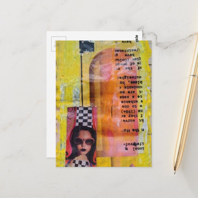 The Sweet Treat Mixed Media Collage Postcard (Front/Back In Situ)