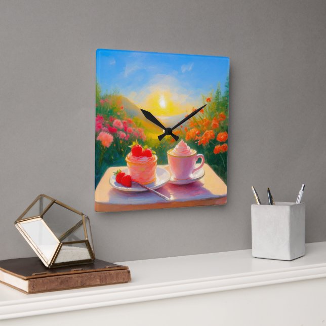 The Sweetest Afternoon of the Day Square Wall Clock (Office)