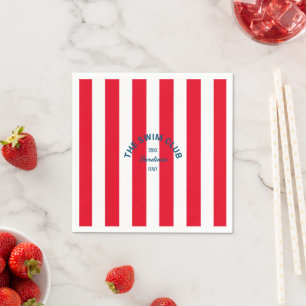 The Swim Club Crest Red Cabana Stripe Napkin