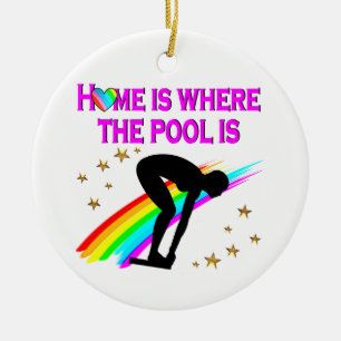 THE SWIMMER IS ALWAYS READY FOR THE POOL CERAMIC ORNAMENT