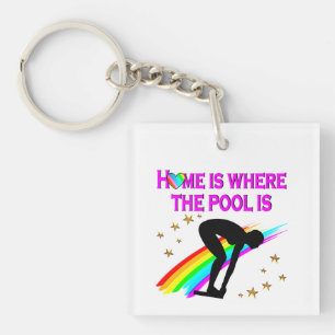 THE SWIMMER IS ALWAYS READY FOR THE POOL KEYCHAIN