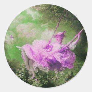 THE SWING green violet purple Classic Round Sticker