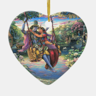 The Swing Pastime - Radha and Krishna Ceramic Ornament