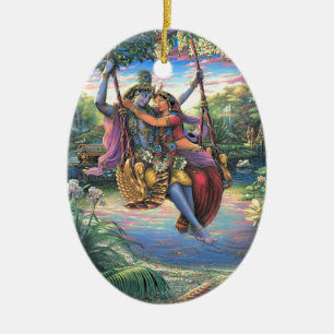 The Swing Pastime - Radha and Krishna Ceramic Ornament