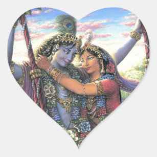The Swing Pastime - Radha and Krishna Heart Sticker