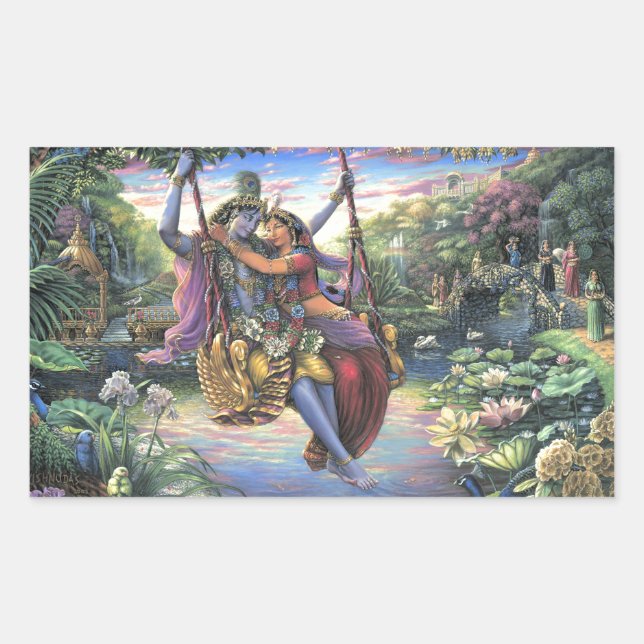 The Swing Pastime - Radha and Krishna Sticker (Front)