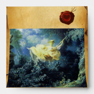 THE SWING, RED WAX SEAL PARCHMENT Blue Yellow Envelopes