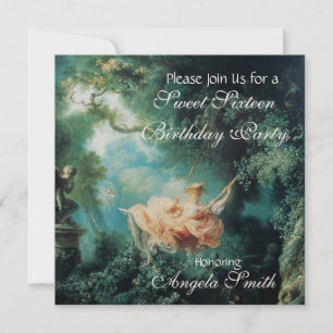 THE SWING  ,SWEET 16 BIRTHDAY PARTY Champagne Invitation