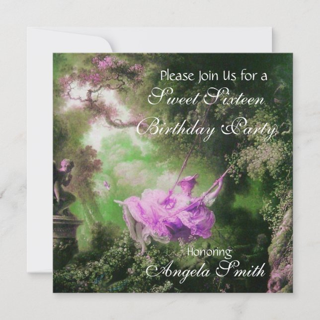 THE SWING  ,SWEET 16 PARTY Violet Purple Invitation (Front)
