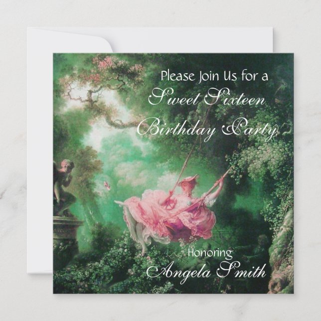 THE SWING  ,SWEET SIXTEEN PARTY Fuchsia Invitation (Front)