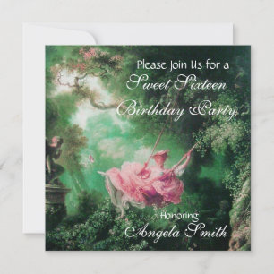 THE SWING ,SWEET SIXTEEN PARTY Fuchsia Invitation