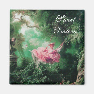 THE SWING ,SWEET SIXTEEN PARTY green pink fuchsia Magnet