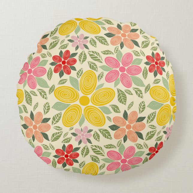 The Swirl Garden Throw Pillow (Front)