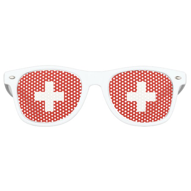 The Swiss colour | Flag of Switzerland Retro Sunglasses (Front)