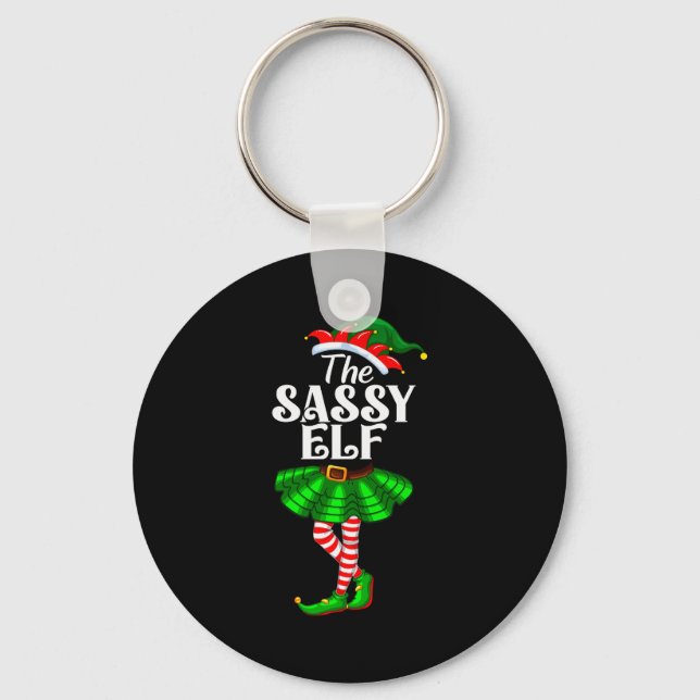 The Sy Elf Xmas Funny Christmas Matching Family Pa Keychain (Front)