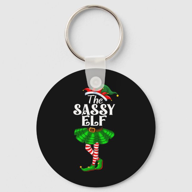 The Sy Elf Xmas Funny Christmas Matching Family Pa Keychain (Front)