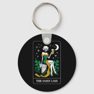 The Sy L Tarot Card Skeleton St Patrick's Day Keychain