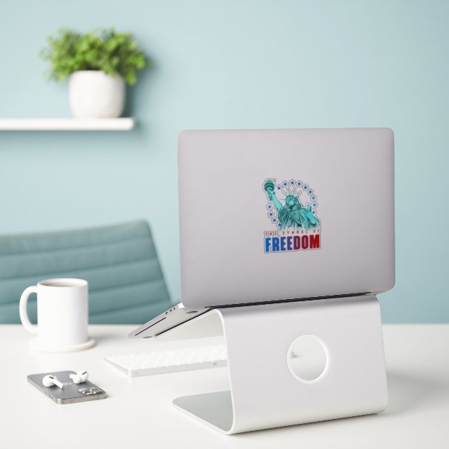 The Symbol of Freedom | 4"x 4"- Glossy Tranparent (Laptop On Desk)