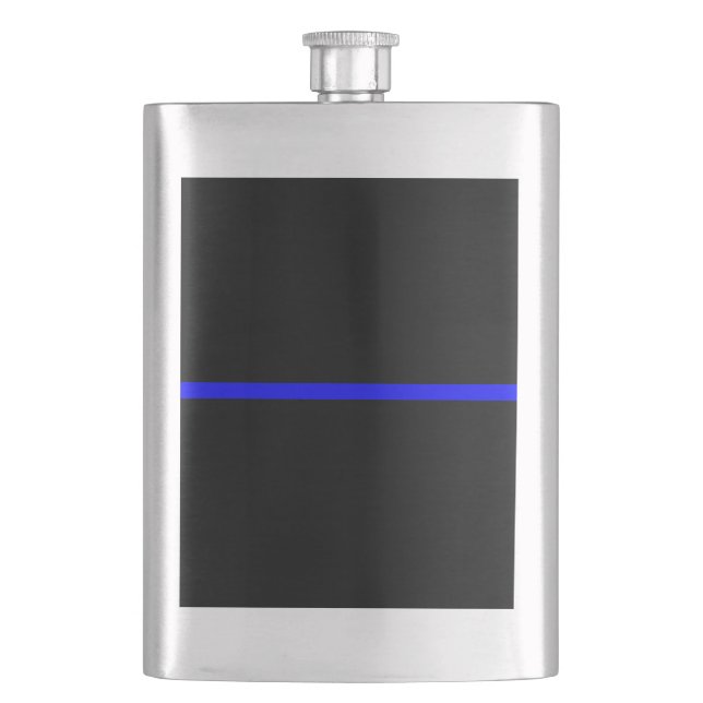 The Symbolic Thin Blue Line Decor Hip Flask (Front)