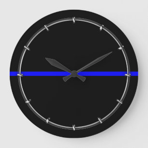 The Symbolic Thin Blue Line Decor Large Clock