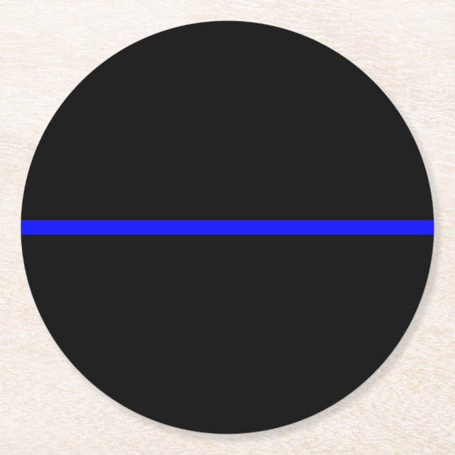 The Symbolic Thin Blue Line Decor Round Paper Coaster (Front)