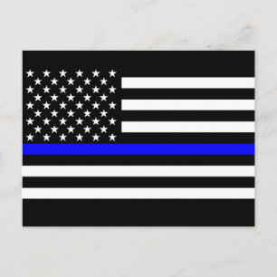 The Symbolic Thin Blue Line Graphic US Flag Postcard