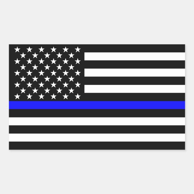The Symbolic Thin Blue Line Graphic US Flag Sticker (Front)