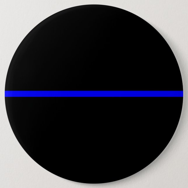 The Symbolic Thin Blue Line Horizontal Black 6 Inch Round Button (Front)