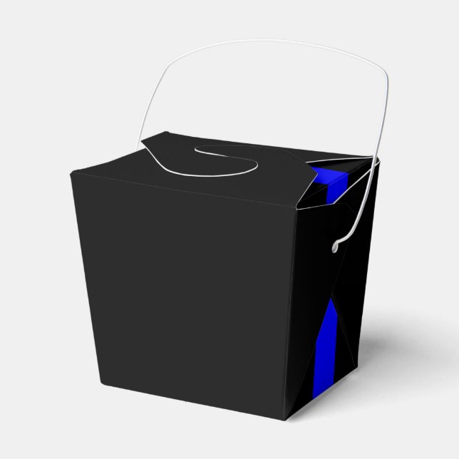 The Symbolic Thin Blue Line Horizontal Black Favor Box (Front Side)