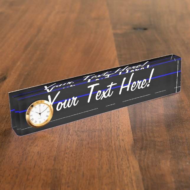 The Symbolic Thin Blue Line Horizontal Black Nameplate (Side)