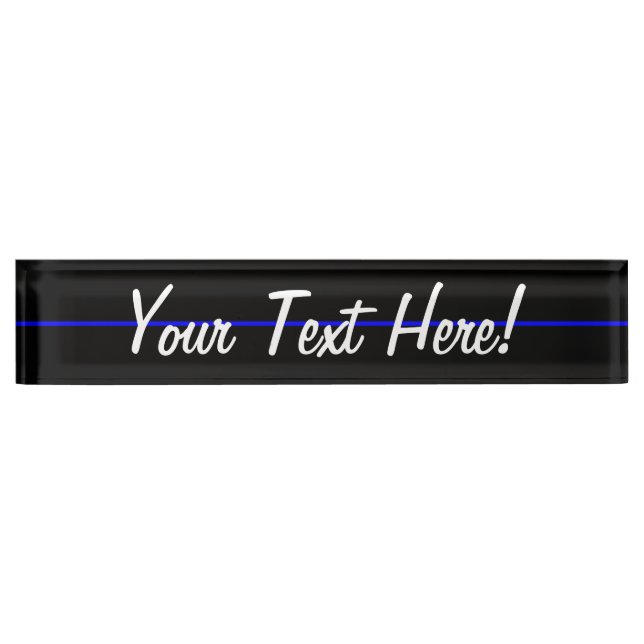 The Symbolic Thin Blue Line Horizontal Black Nameplate (Front)