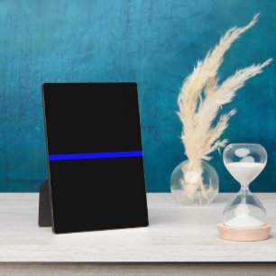 The Symbolic Thin Blue Line Horizontal Black Plaque