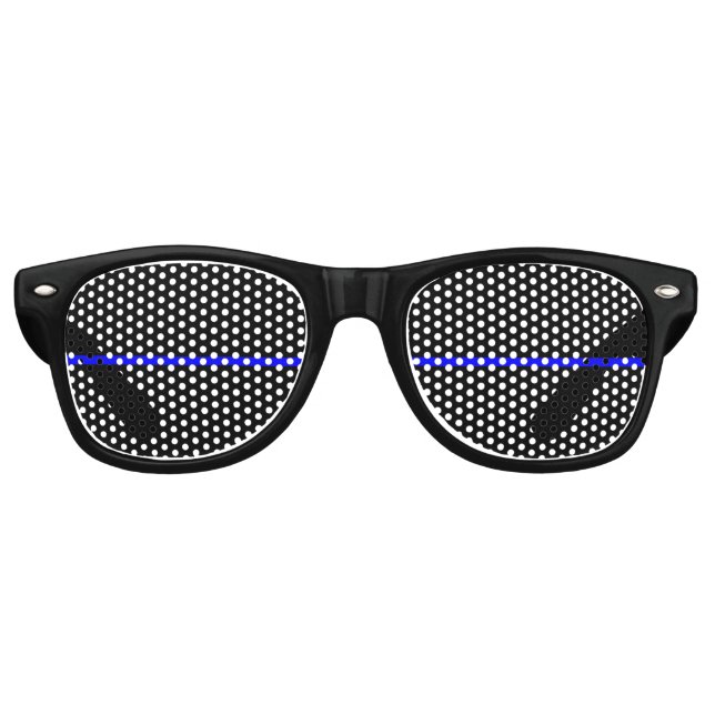 The Symbolic Thin Blue Line Horizontal Black Retro Sunglasses (Front)